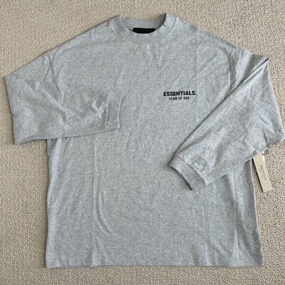 Fear of God Essentials Heavy Long Sleeve T-Shirt XS Crew Neck Light Heath - Picture 1 of 8
